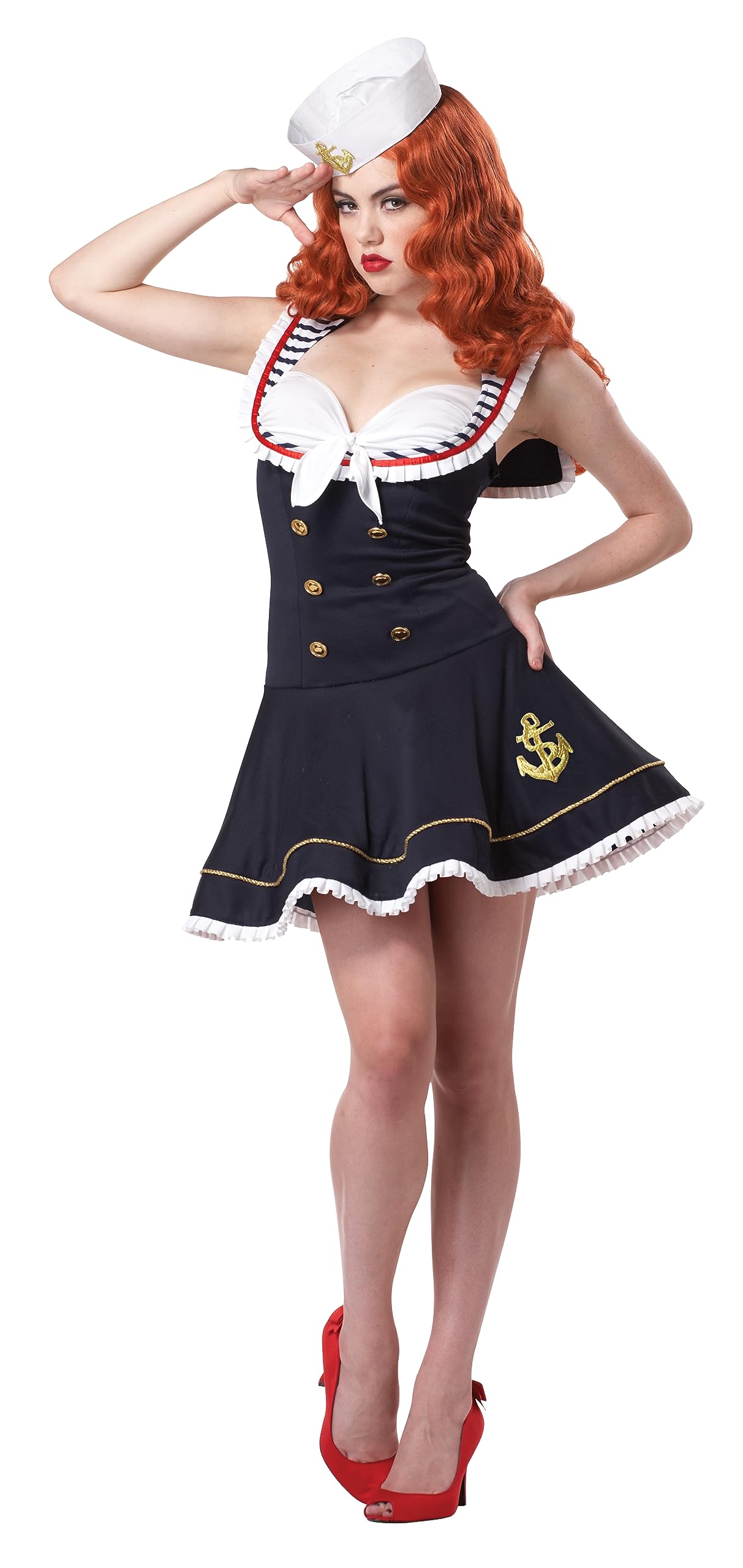 Close-up of the Women's Nautical Costume accessories including the sailor cap