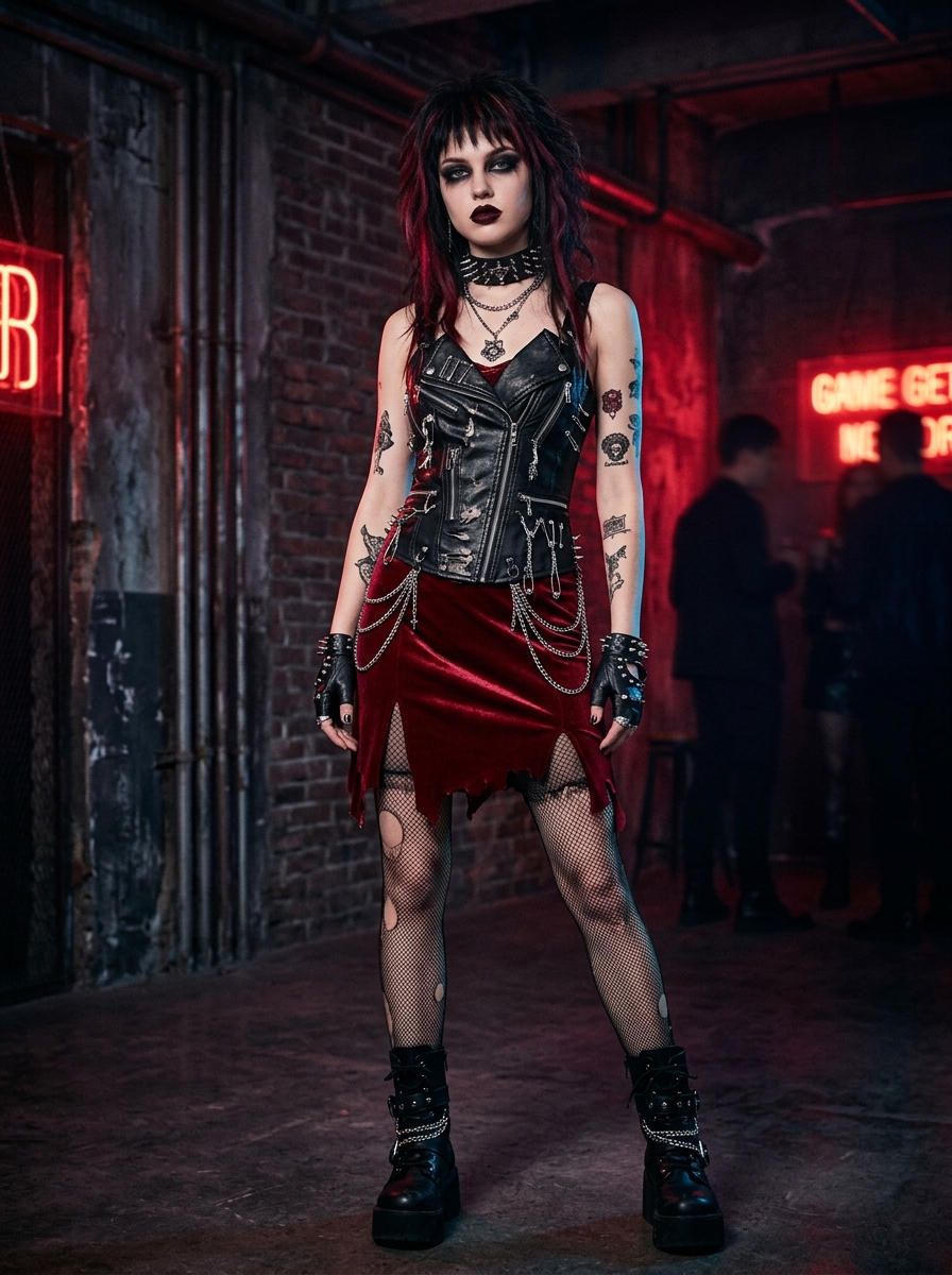 Punk Rock Gothic Vampire Halloween Costume
